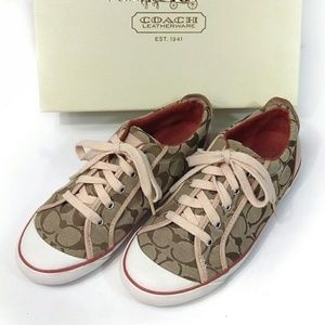 COACH Barrett Signature Canvas Tan Sneakers